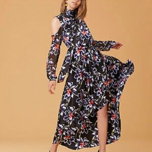 Brand New DVF high low mock neck silk dress in size 4.